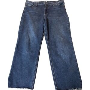 Max Studio Indigo Cropped Jeans Sz 14 Blue Denim Straight Leg High Rise